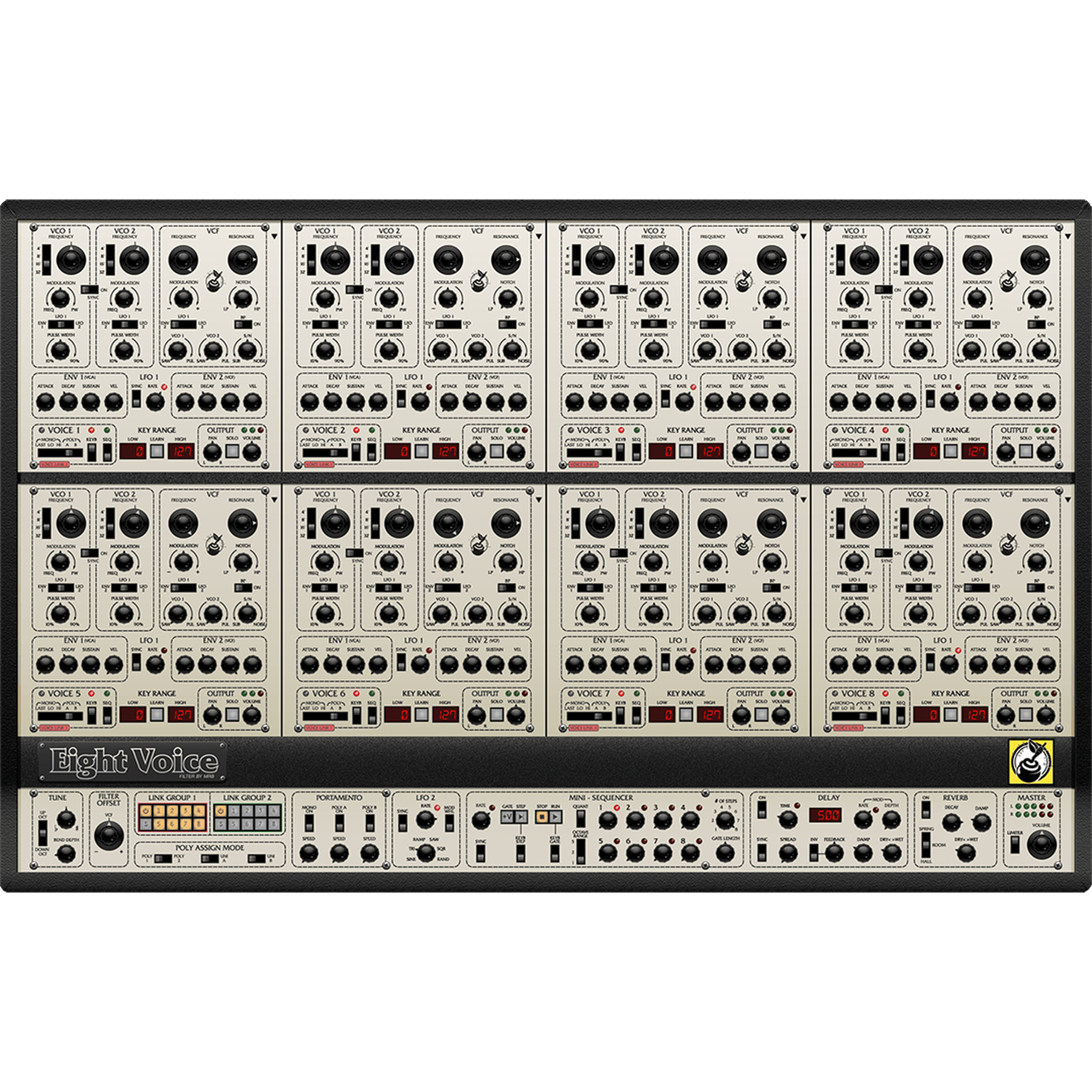 Eight Voice Synthesizer interface